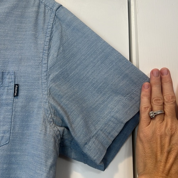 Hurley Light Blue Casual Button Down Shirt size medium. - Picture 6 of 12